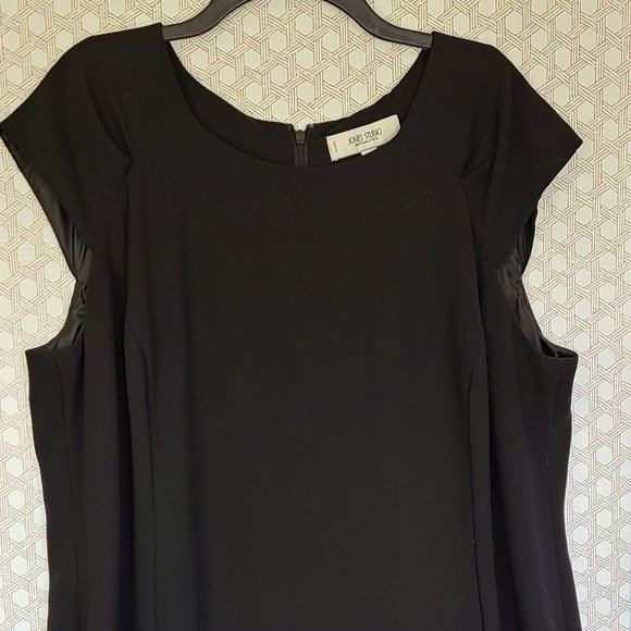 Jones Studio Womens Dress A-Line Black Short Cap Sleeve Scoop Neck Size 20W - Picture 1 of 8